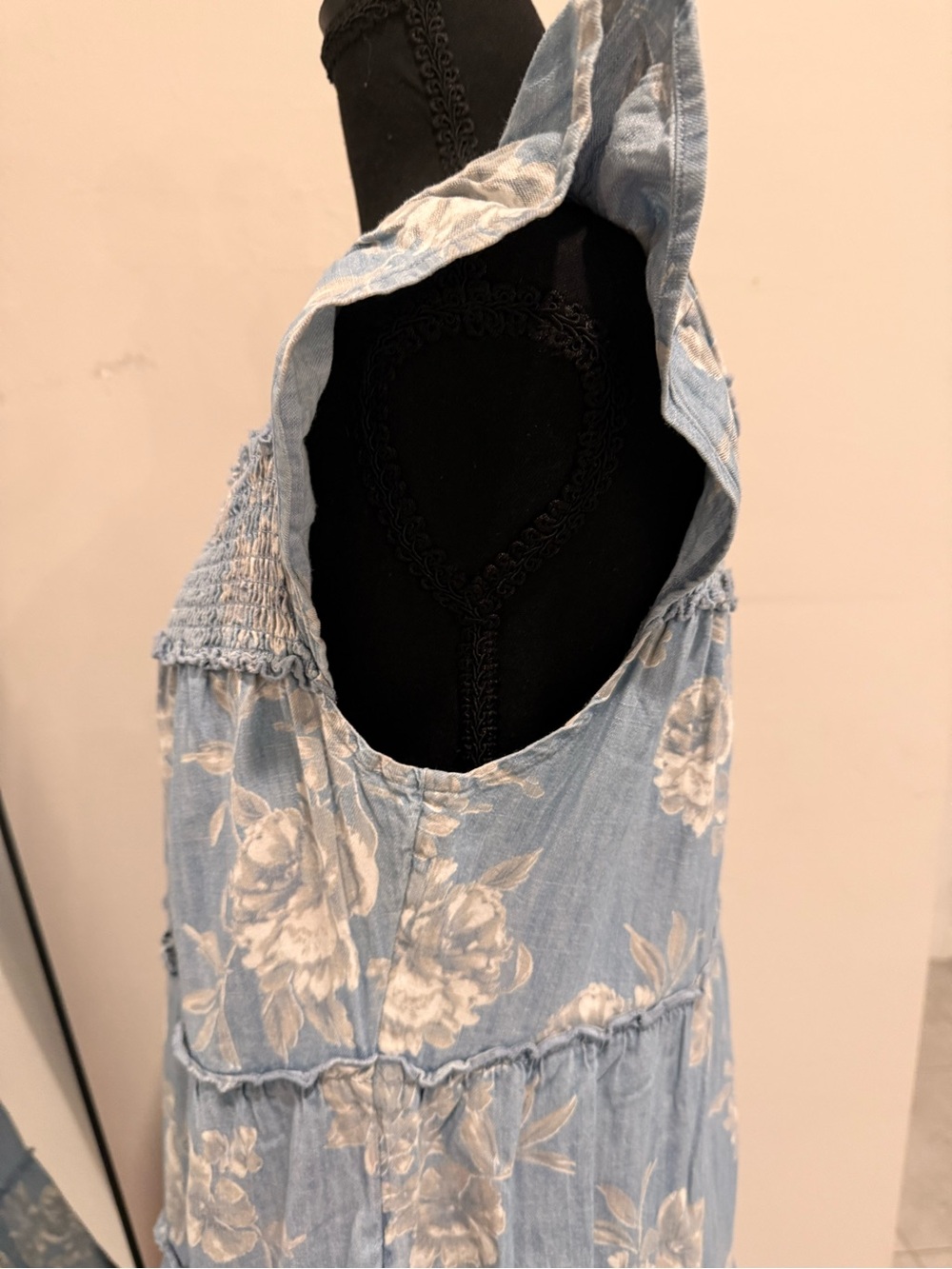 100% Cotton Old Navy Blue Floral Tiered Maxi Dress - Picture 3 of 6